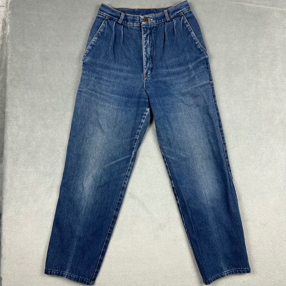 Jordache VTG High Waisted Pleated Mom Jeans Medium Wash Cotton Size 9 25 x 26